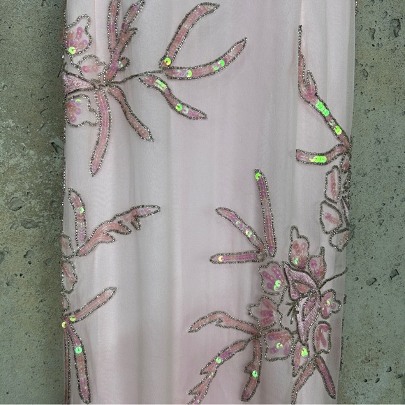 Vintage Sean collection, baby doll, pink rhinestone spaghetti strap prom dress - Picture 4 of 14